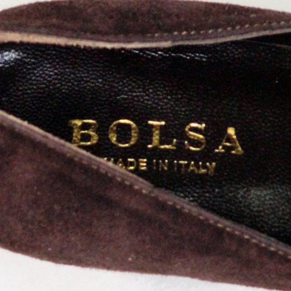 Bolsa Italian Suede Studded Brown Pumps NIB New - Picture 6 of 9